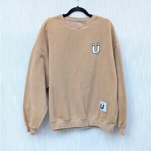 Urlazh Tan Logo Long Sleeve Crewneck Cotton Oversized U Cloud Sweatshirt